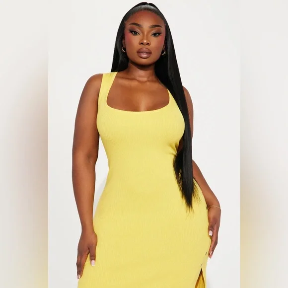 Fashion nova - Miranda Sweater Midi Dress - Yellow - Picture 6 of 8